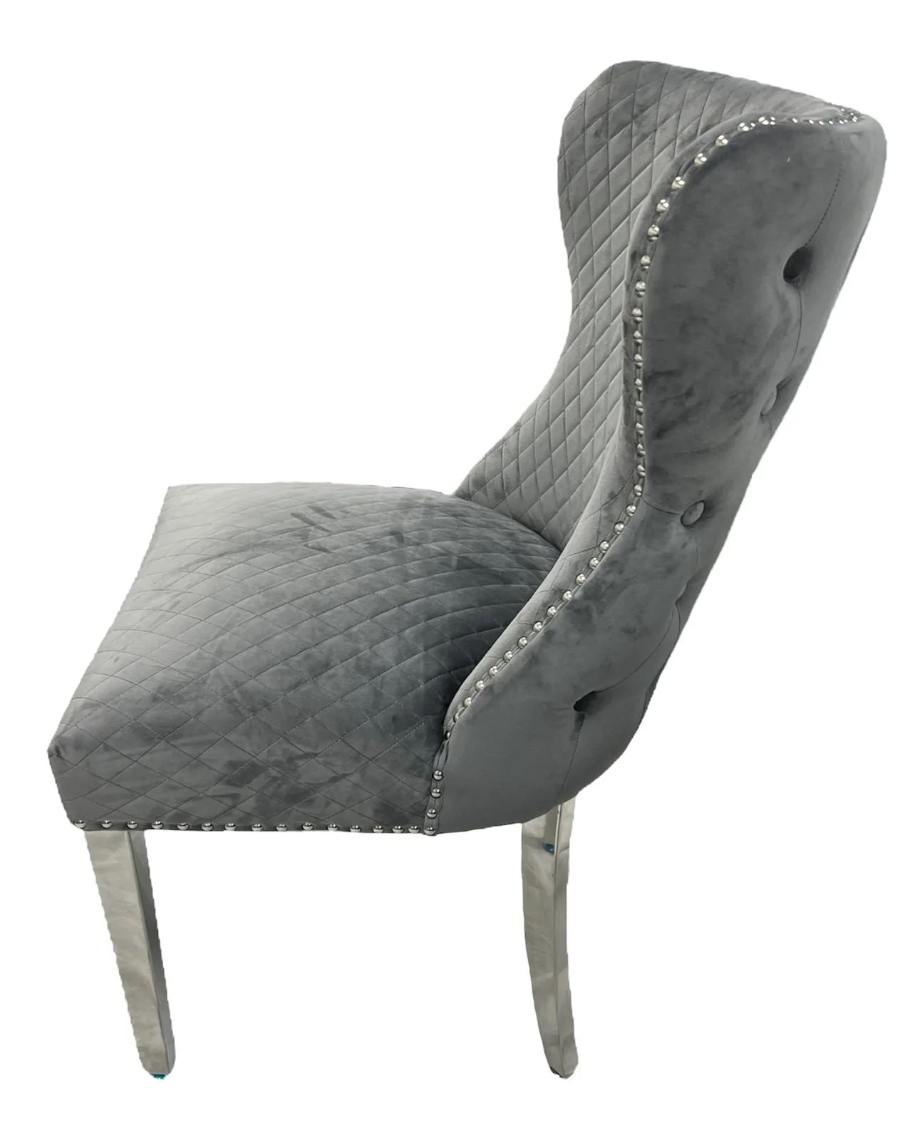 1.3 White Louis Marble 4 Dark Grey Chesterfield Chairs - Mirror4you